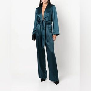 NWT MICHELLE MASON Long Sleeve Tie-Waist Blouse blue size 8